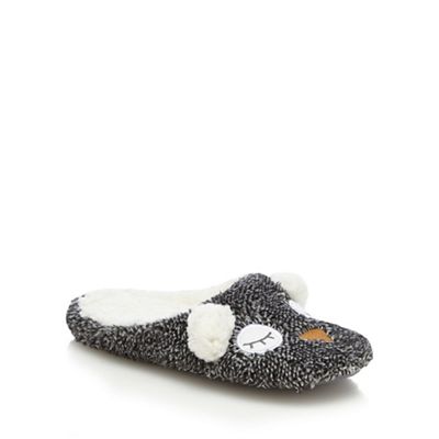 Lounge & Sleep Grey owl applique mule slippers